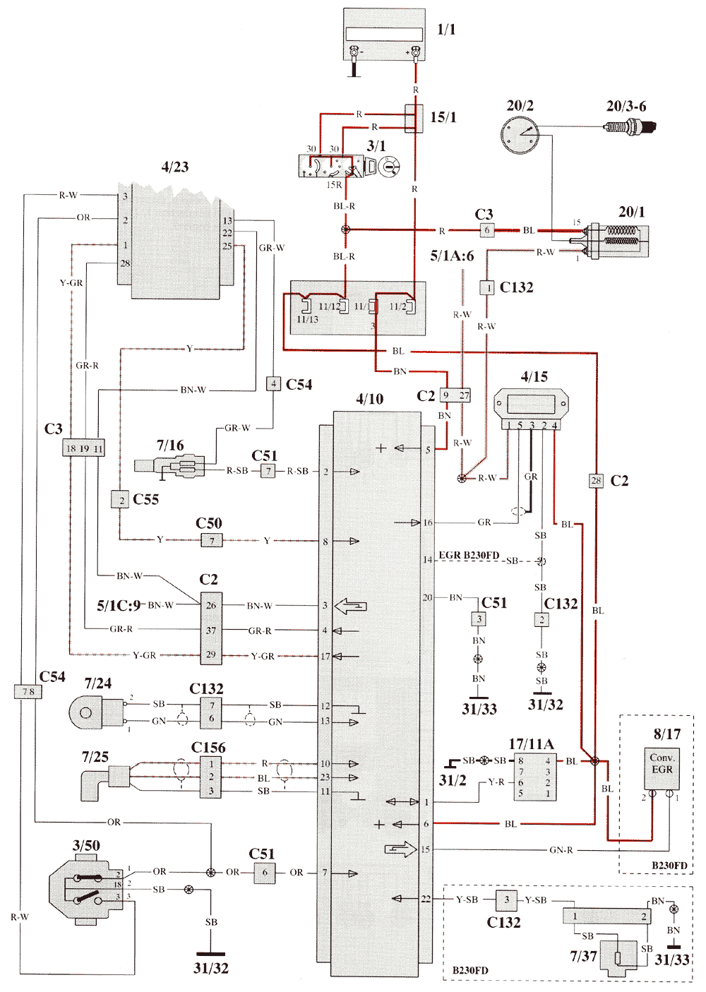 EZ 116 K Distributor ignition ( DI ) system ( B 200 F/G, B 230 F/FB/FD/G )
